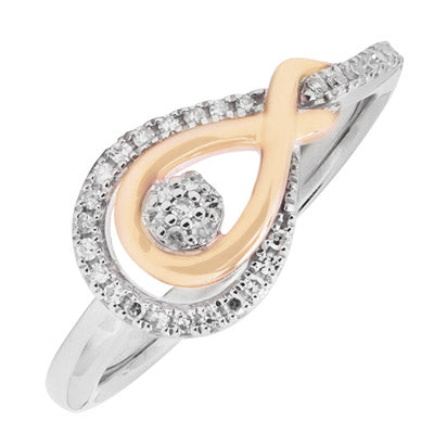 Diamond Fashion Ring in Sterling Silver and 10kt Rose Gold (1/7ct