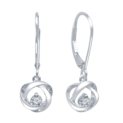 Northern Star Diamond Love Knot Collection Earrings in Sterling Silver (1/10ct tw)