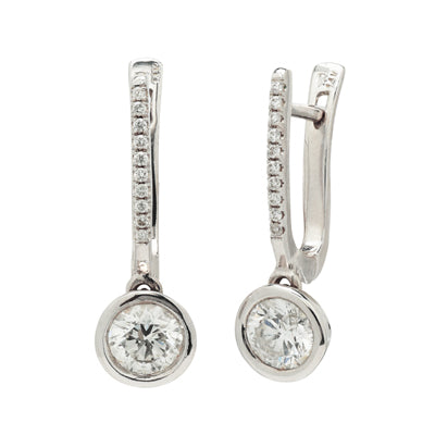 Bezel Diamond Drop Earrings in 14kt White Gold (1 1/10ct tw