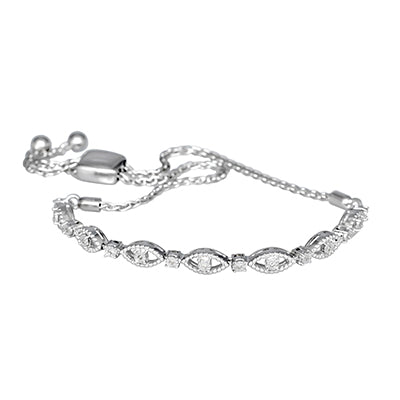 Diamond Adjustable Bolo Bracelet in Sterling Silver (.05ct tw)