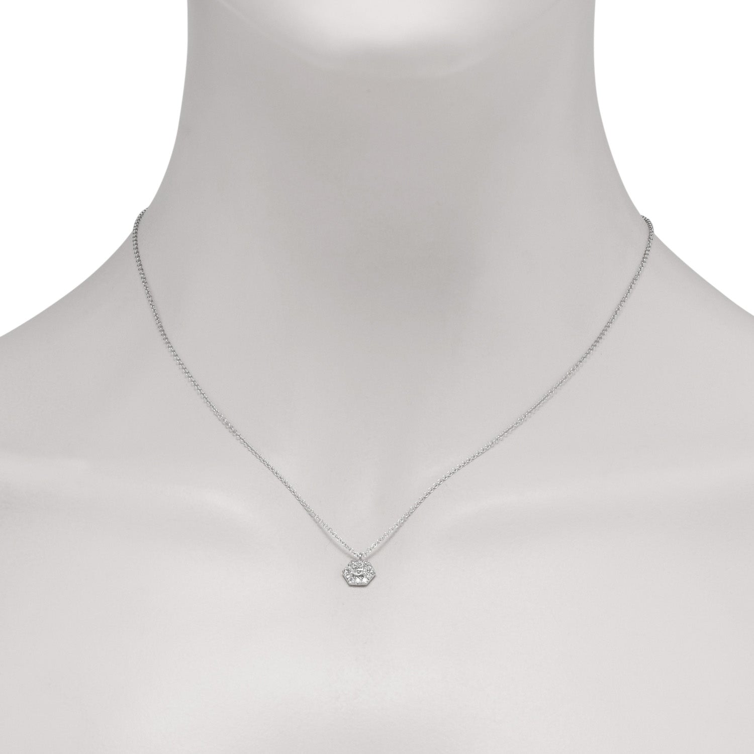 Gabriel Diamond Hexagon Halo Necklace in 14kt White Gold (3/8ct tw)