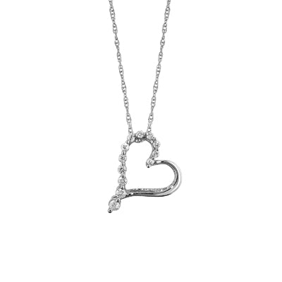 Diamond Heart Journey Necklace in 10kt White Gold (1/10ct tw)