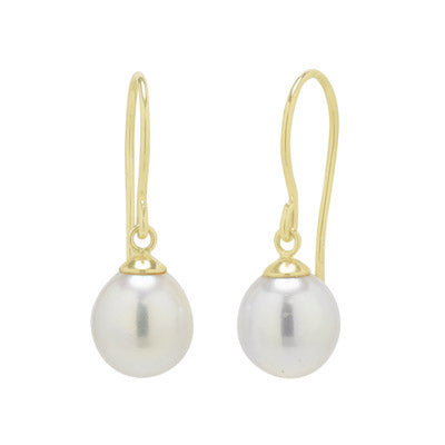 Cultured Freshwater Pearl Drop Earrings in 14kt Yellow Gold (8mm