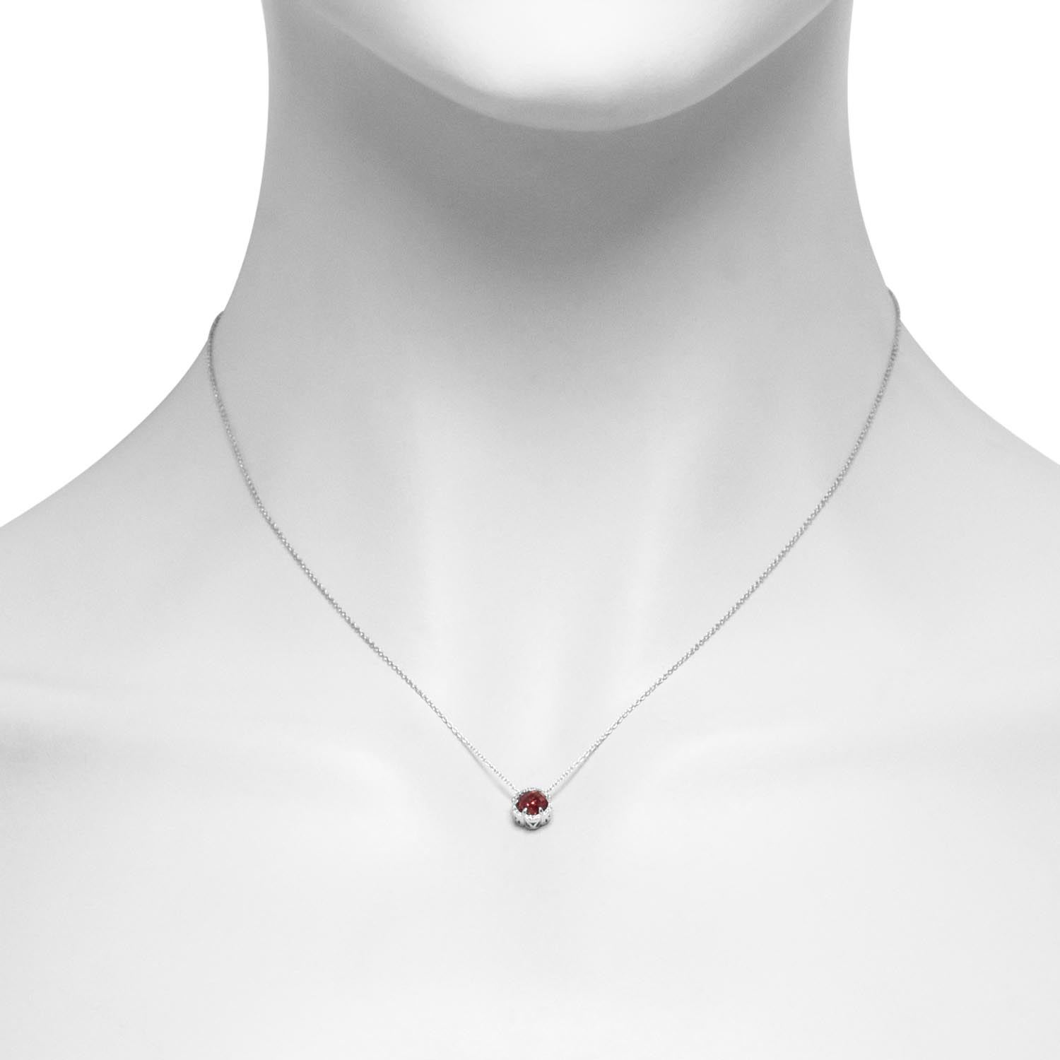Garnet Necklace in 14kt White Gold with Diamonds (.03ct tw)