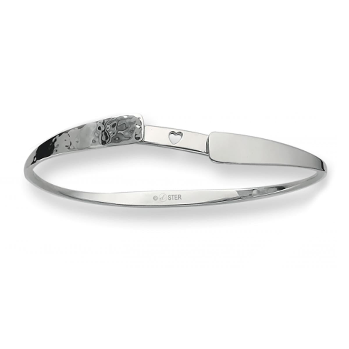 E.L. Designs Secret Heart Bangle Bracelet in Sterling Silver (7 inches)