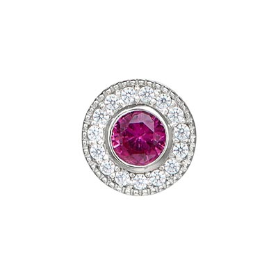 Cubic Zirconia July Charm in Sterling Silver