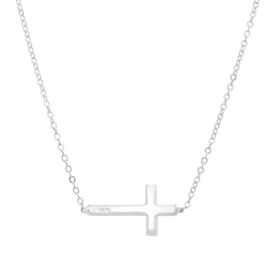 Sideways Plain Cross in Sterling Silver