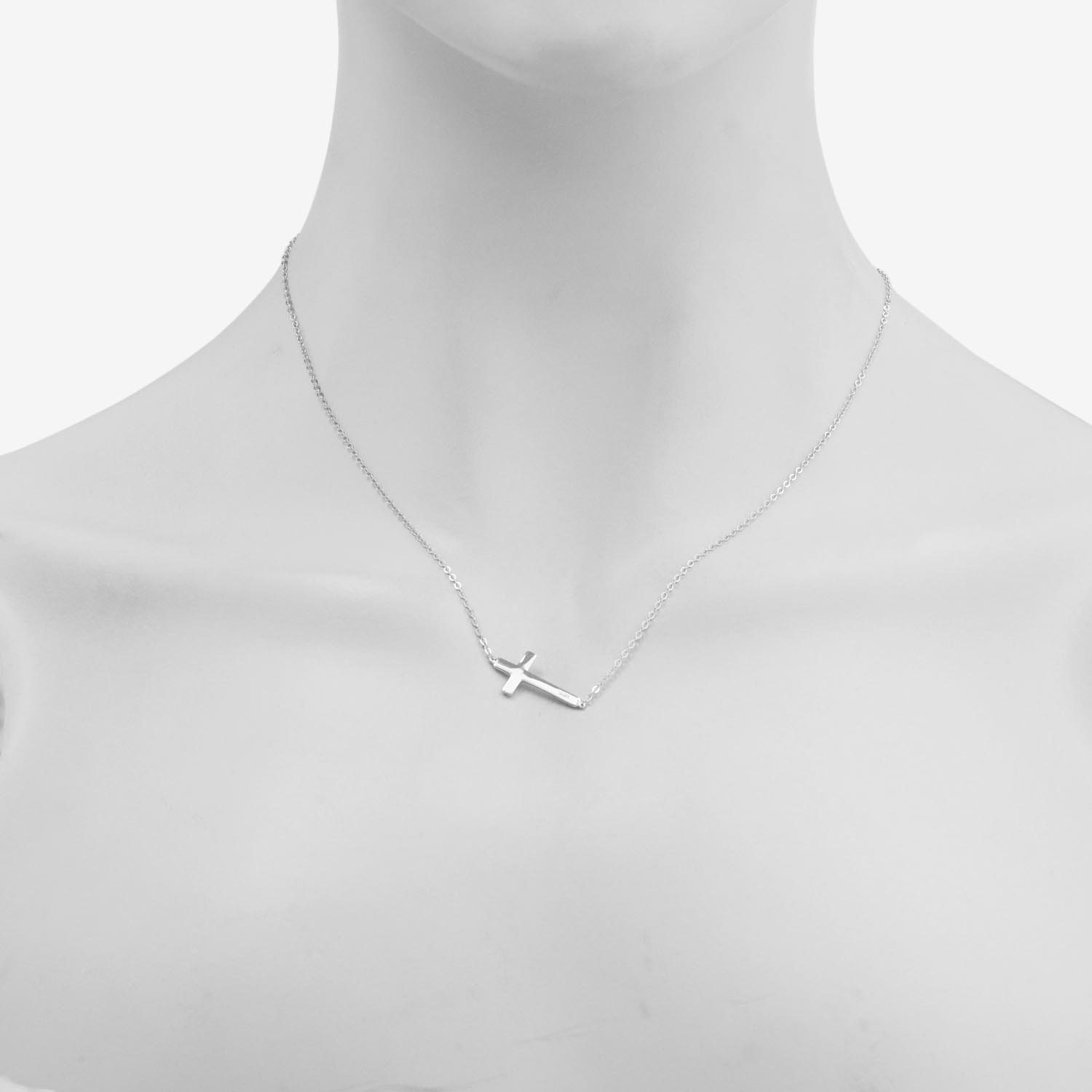 Sideways Plain Cross in Sterling Silver