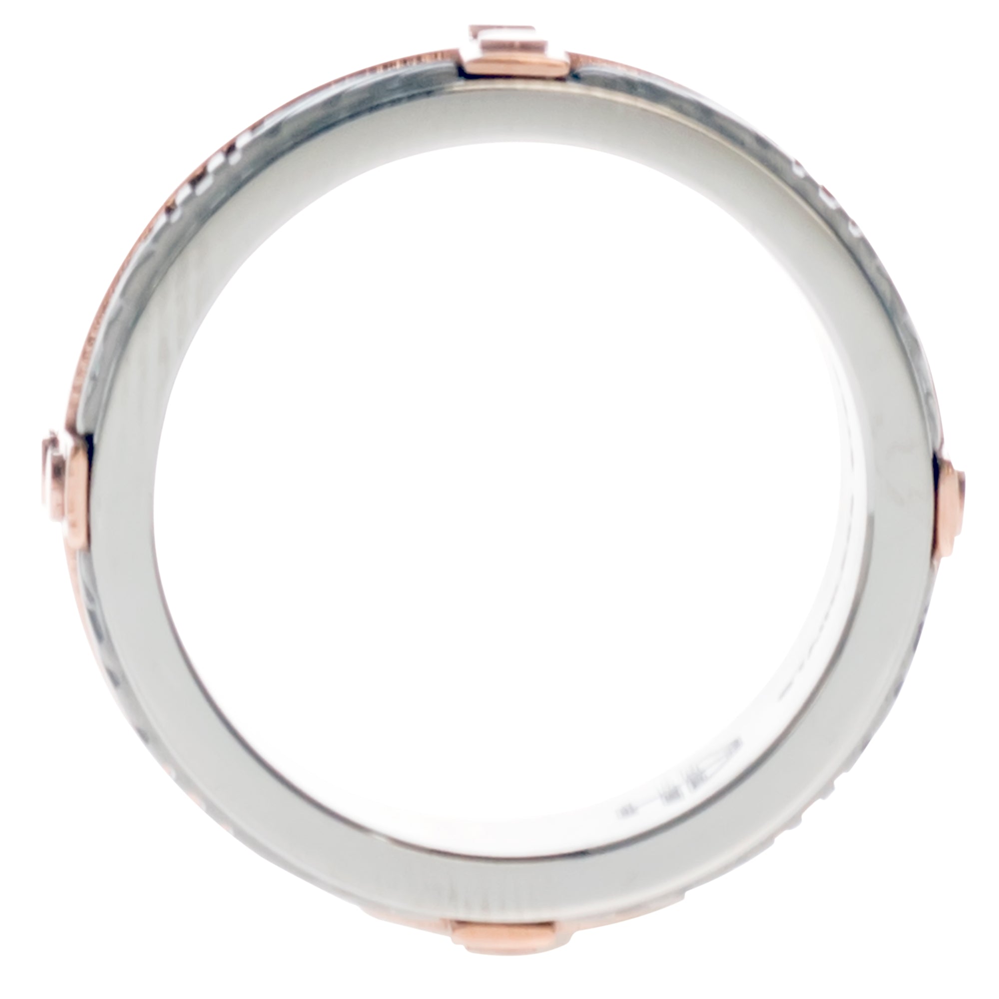Hollis Bahringer Sante Fe Mens Ring in Stainless Steel with Rose Tone Bar Accent