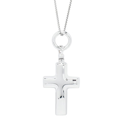 Cross Cremation Ash Holder Necklace in Sterling Silver