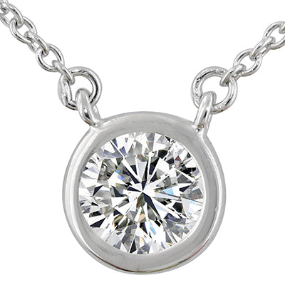 Crislu Cubic Zirconia Bezel Necklace in Sterling Silver with Platinum Finish