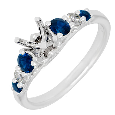 Daydream Diamond and Sapphire Engagement Ring Setting in 14kt White Gold (1/5ct tw)