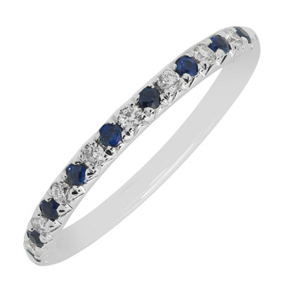 Diamond and Sapphire Band in 14kt White Gold (1/10ct tw)