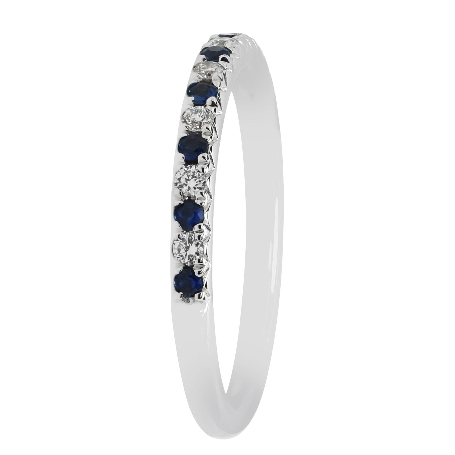 Diamond and Sapphire Band in 14kt White Gold (1/10ct tw)