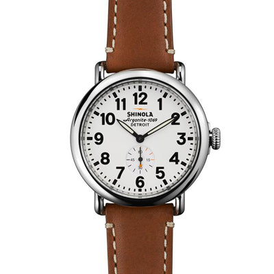 Shinola Runwell Watch with White Dial and Brown Leather  display picture 2