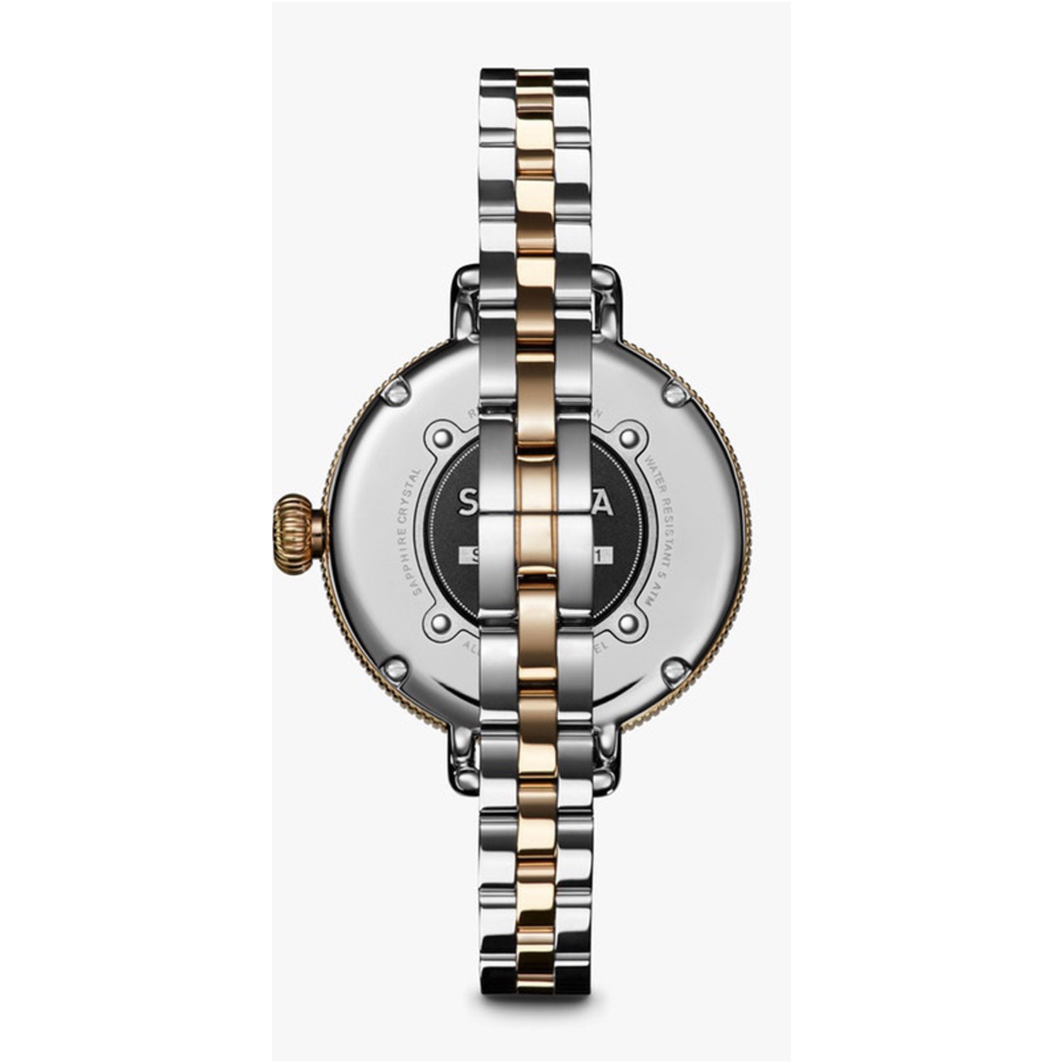 Shinola Birdy Womens Watch with White Mother of Pearl Dial and Stainless Steel and Gold Toned Bracelet (quartz movement)
