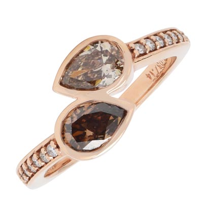 Pear Shape Champagne Diamond Ring in 14kt Rose Gold (1 1/10ct tw)