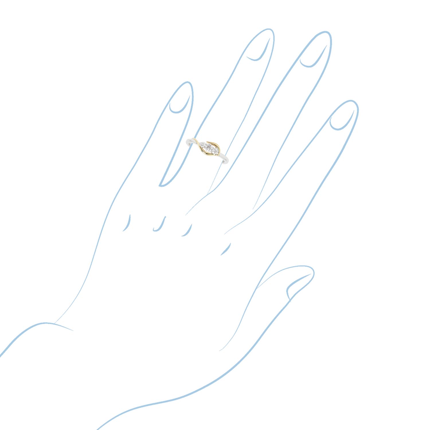 Northern Star Diamond Embrace Ring in 10kt Yellow Gold and Sterling Silver (1/5ct tw)