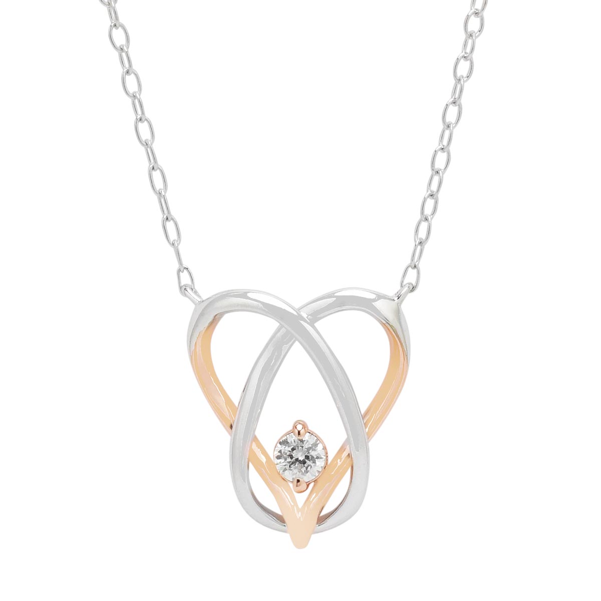 Northern Star Diamond Love Knot Collection Necklace in Sterling