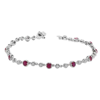 Ruby and diamond tennis bracelet white gold sales
