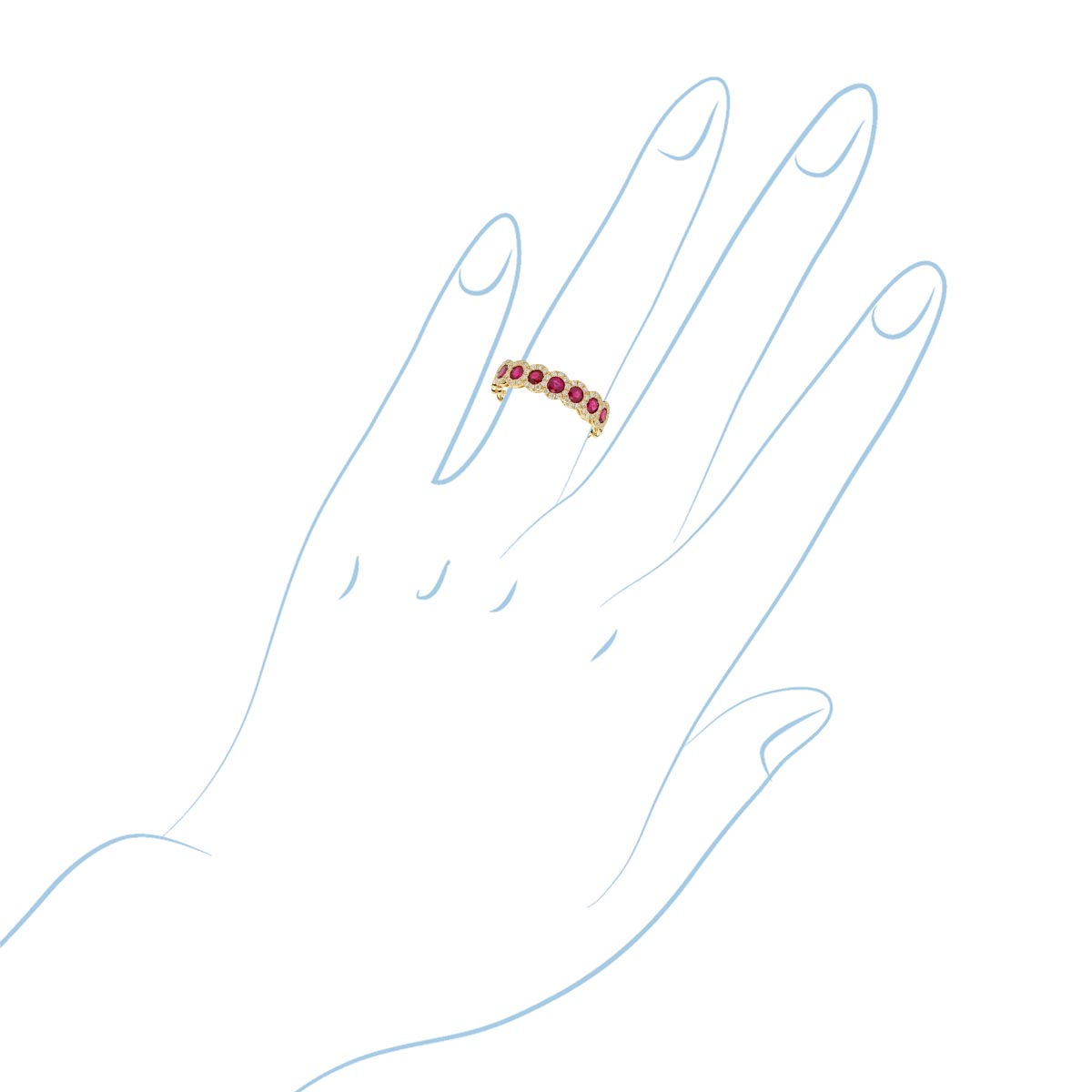 Ruby Halo Band in 14kt Yellow Gold with Diamonds (1/4ct tw)