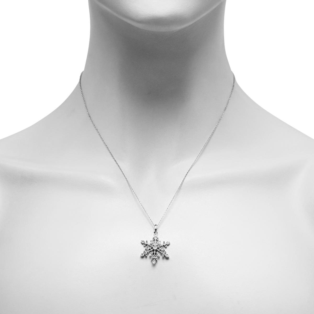 Diamond Snowflake Necklace in Sterling Silver (1/20ct tw)