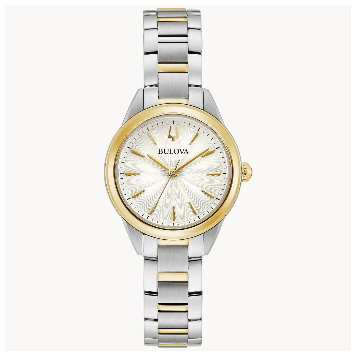 Bulova Sutton Ladies Watch with Silver Toned Dial and Stainless Steel and Yellow Gold Toned Bracelet (quartz movement)