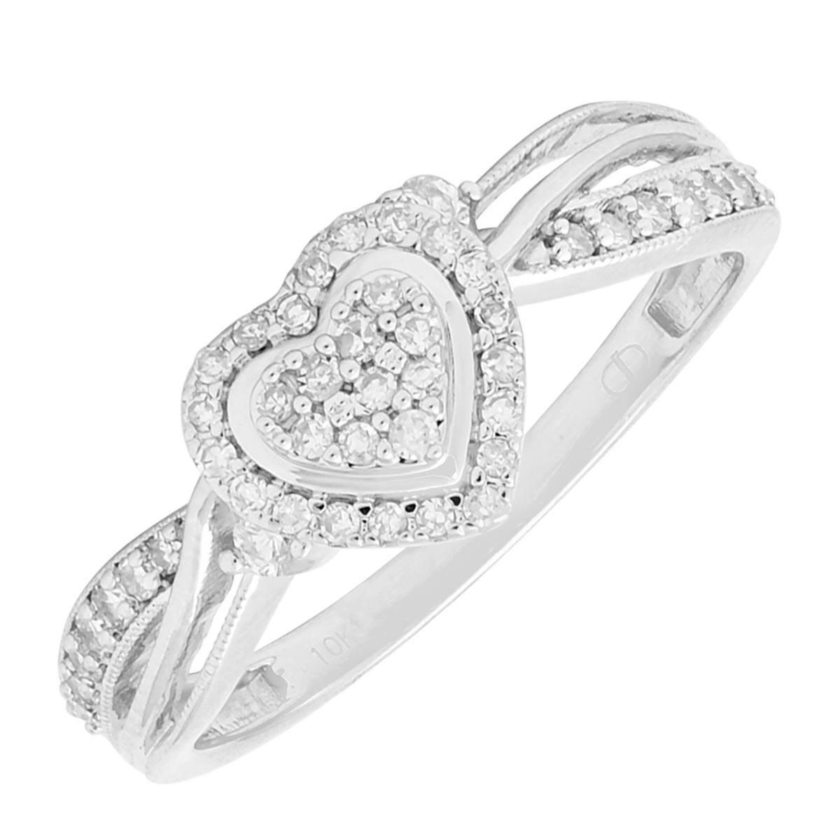 Diamond Heart Promise Ring in 10kt White and Rose Gold (1/4ct tw)