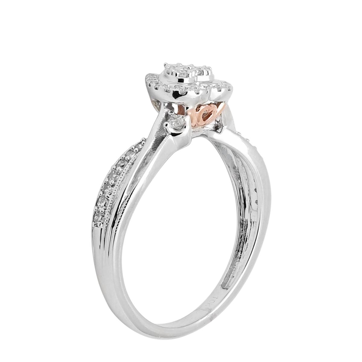 Diamond Heart Promise Ring in 10kt White and Rose Gold (1/4ct tw)