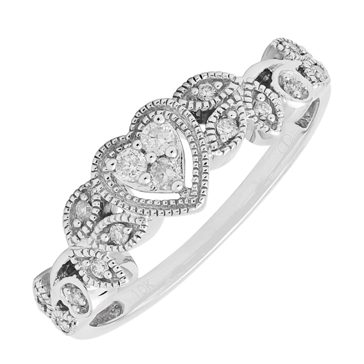 10k Gold White Gold Heart Promise Ring Heart Promise Ring 1/10 Ct