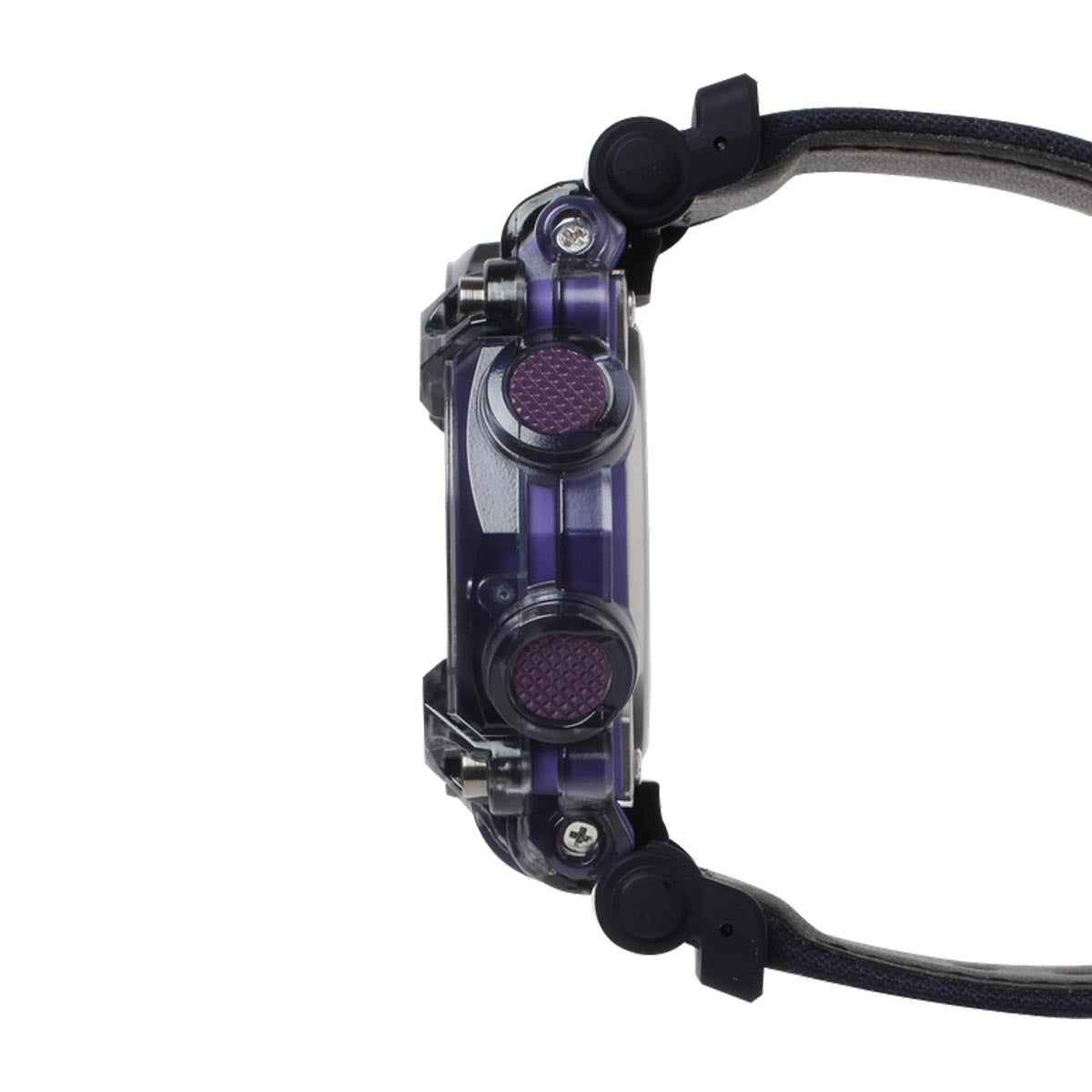 G Shock Mens Watch with Black Dial and Purple and Blue Canvas Strap (quartz movement)