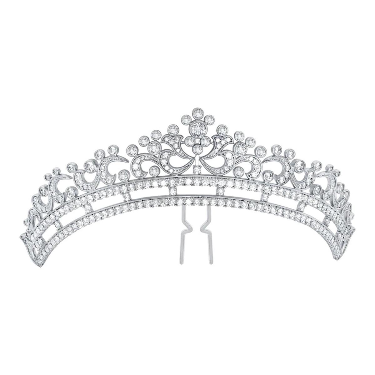 Andrew Prince by Crislu Crystal Scroll Crescent Hair Pin
