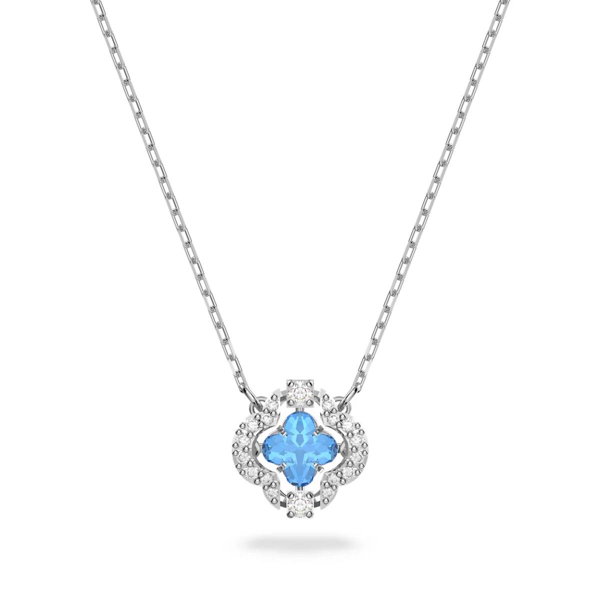 Swarovski Crystal Blue Dancing Clover Necklace