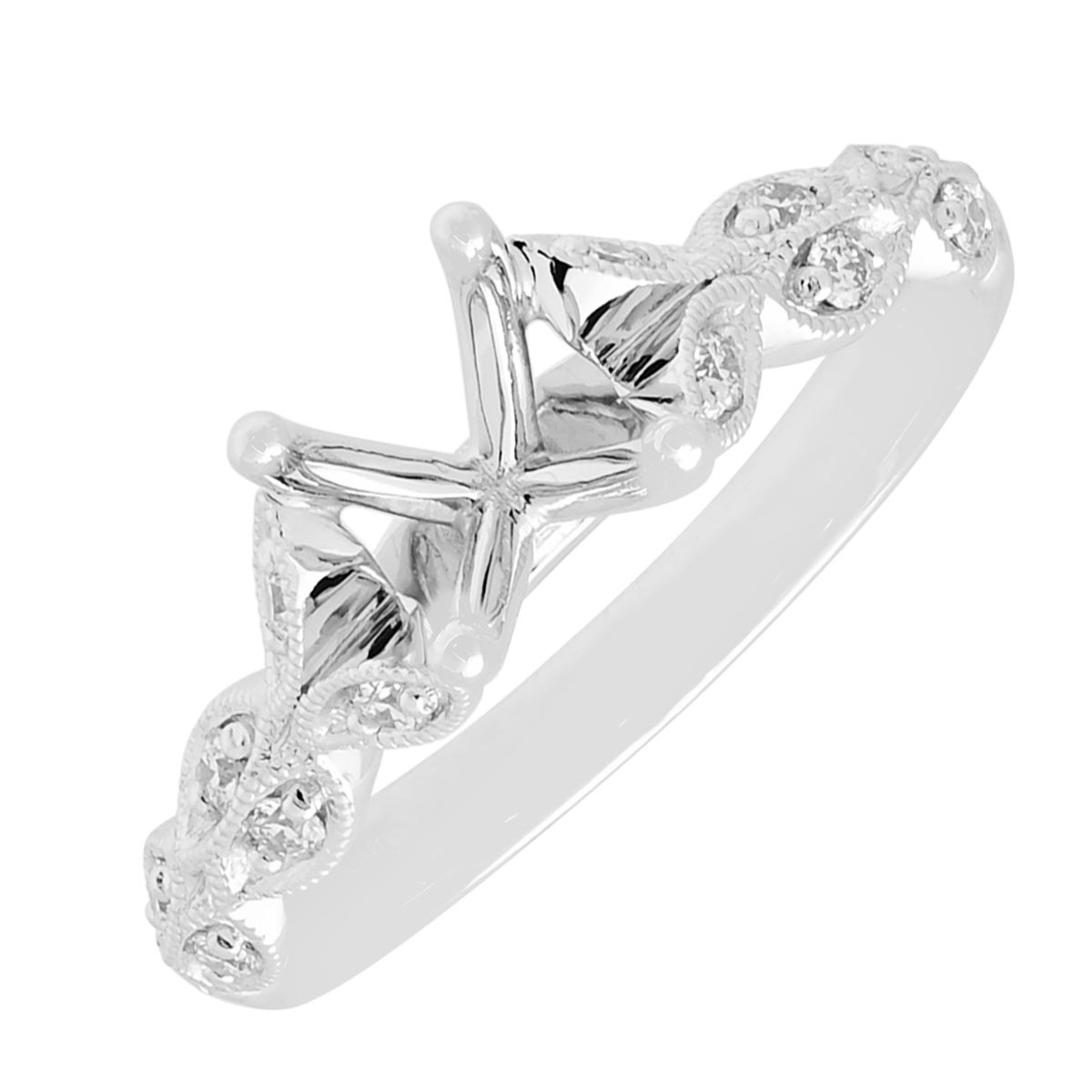 Diamond Engagement Ring Setting in 14kt White Gold (1/7ct tw)
