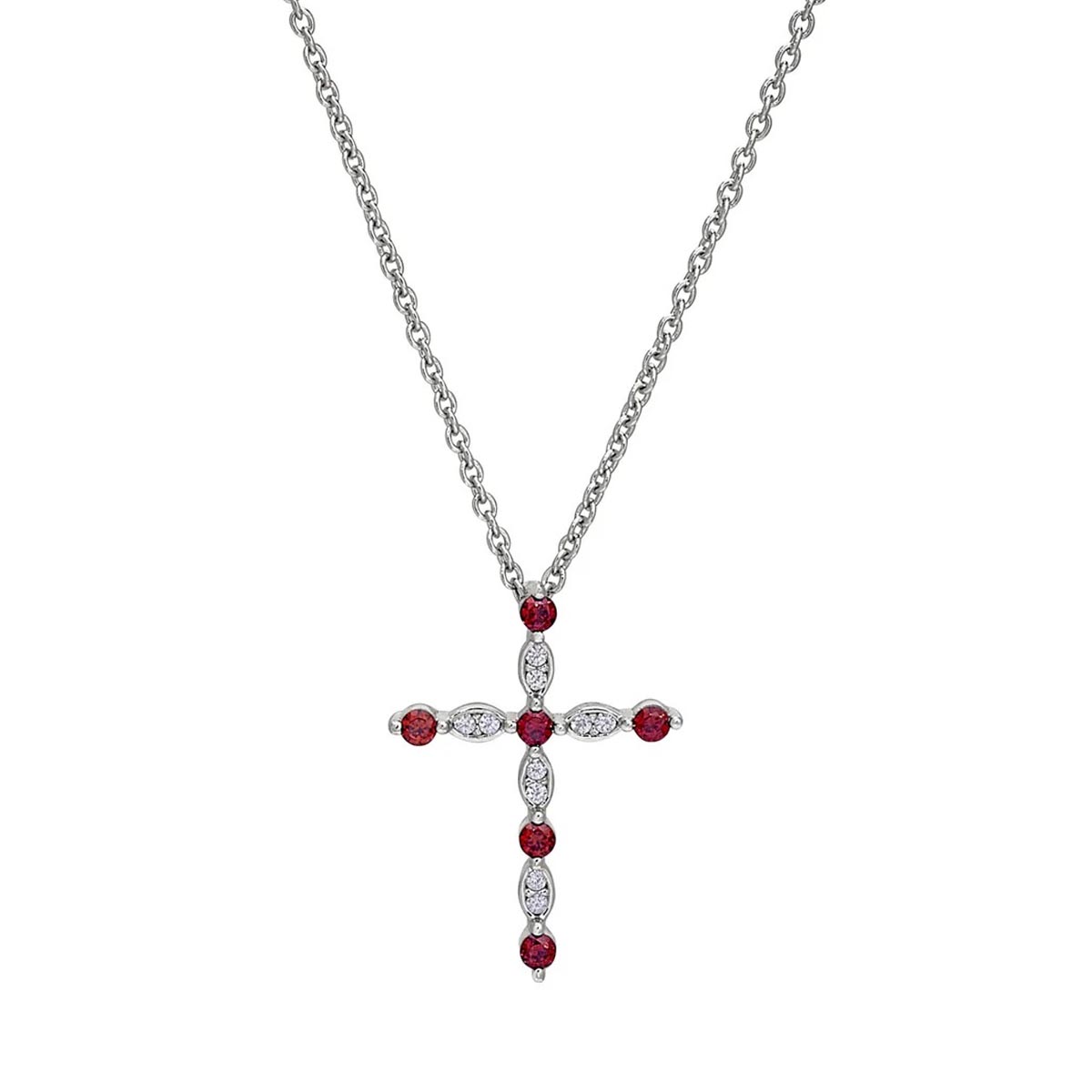 Cubic Zirconia January Cross Necklace in Sterling Silver – Day's