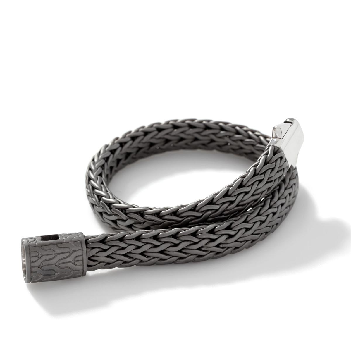 Matte Black Rhodium Mens Black Rope Bracelet John Hardy Icon