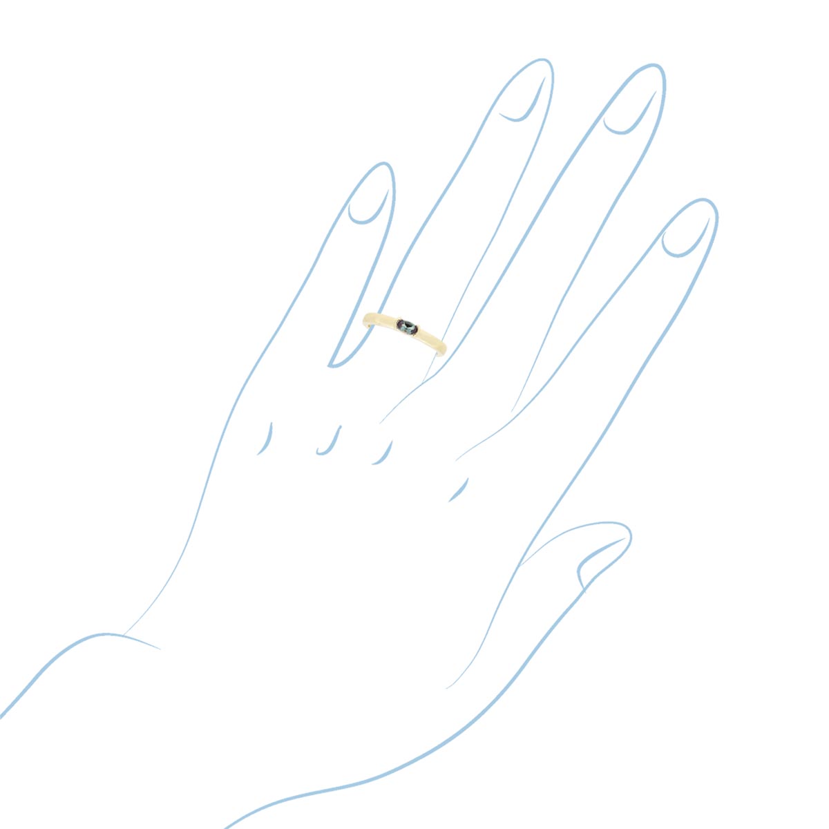 Created Alexandrite Ring in 14kt Yellow Gold