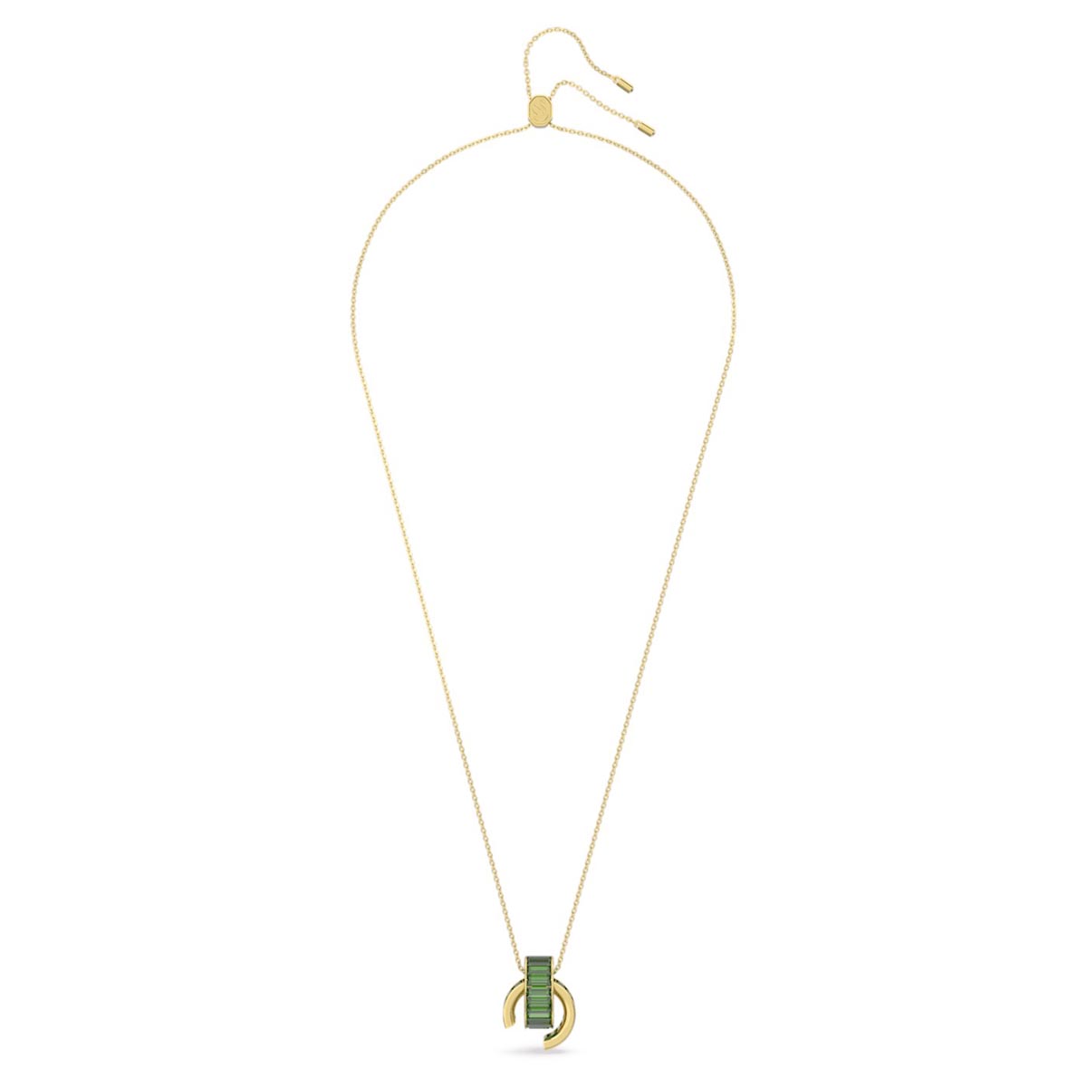 Swarovski Green Crystal Matrix Necklace in Yellow Tone Metal
