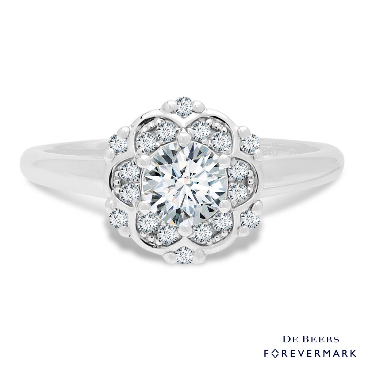 De Beers Forevermark Diamond Halo Engagement Ring in 18kt White
