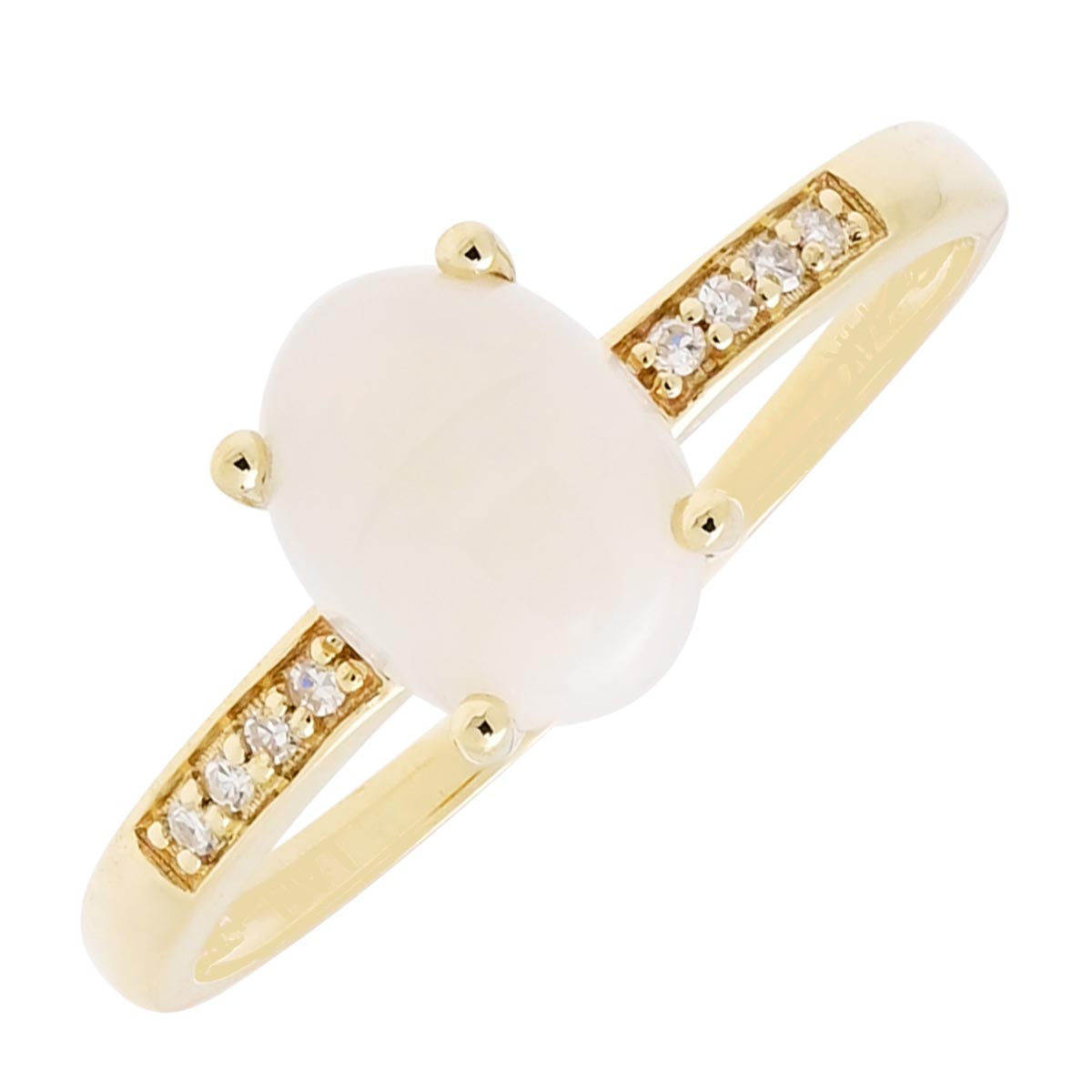 Oval Australian Opal Ring in 14kt Yellow Gold with Diamonds