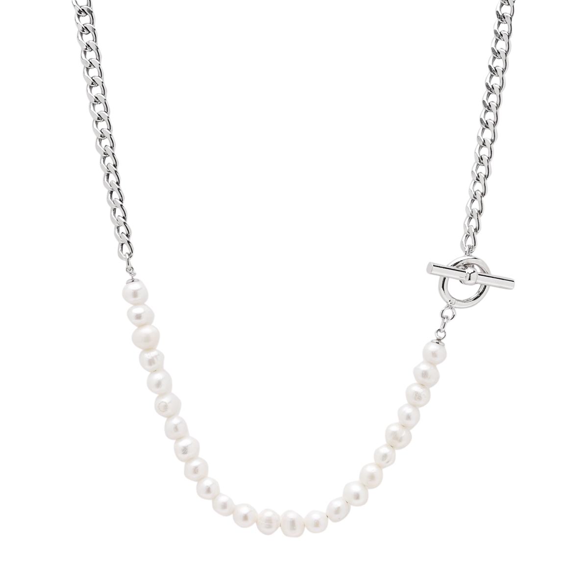 Cultured Freshwater Pearl Necklace in Sterling Silver