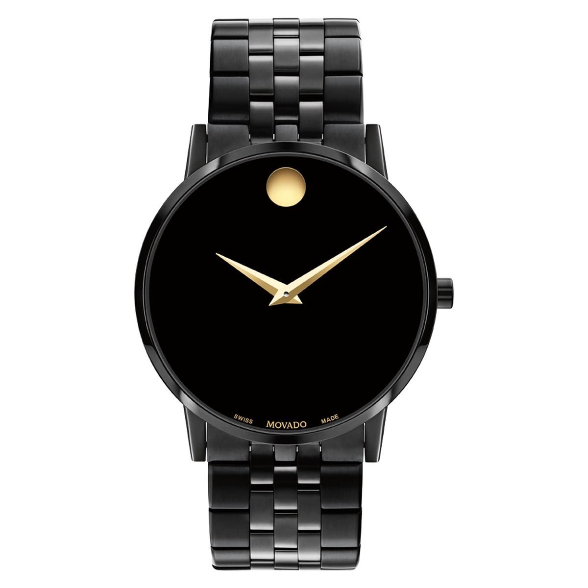 Movado Museum Classic Mens Watch with Black Dial and Black Stainless Steel Bracelet (Swiss quartz movement)