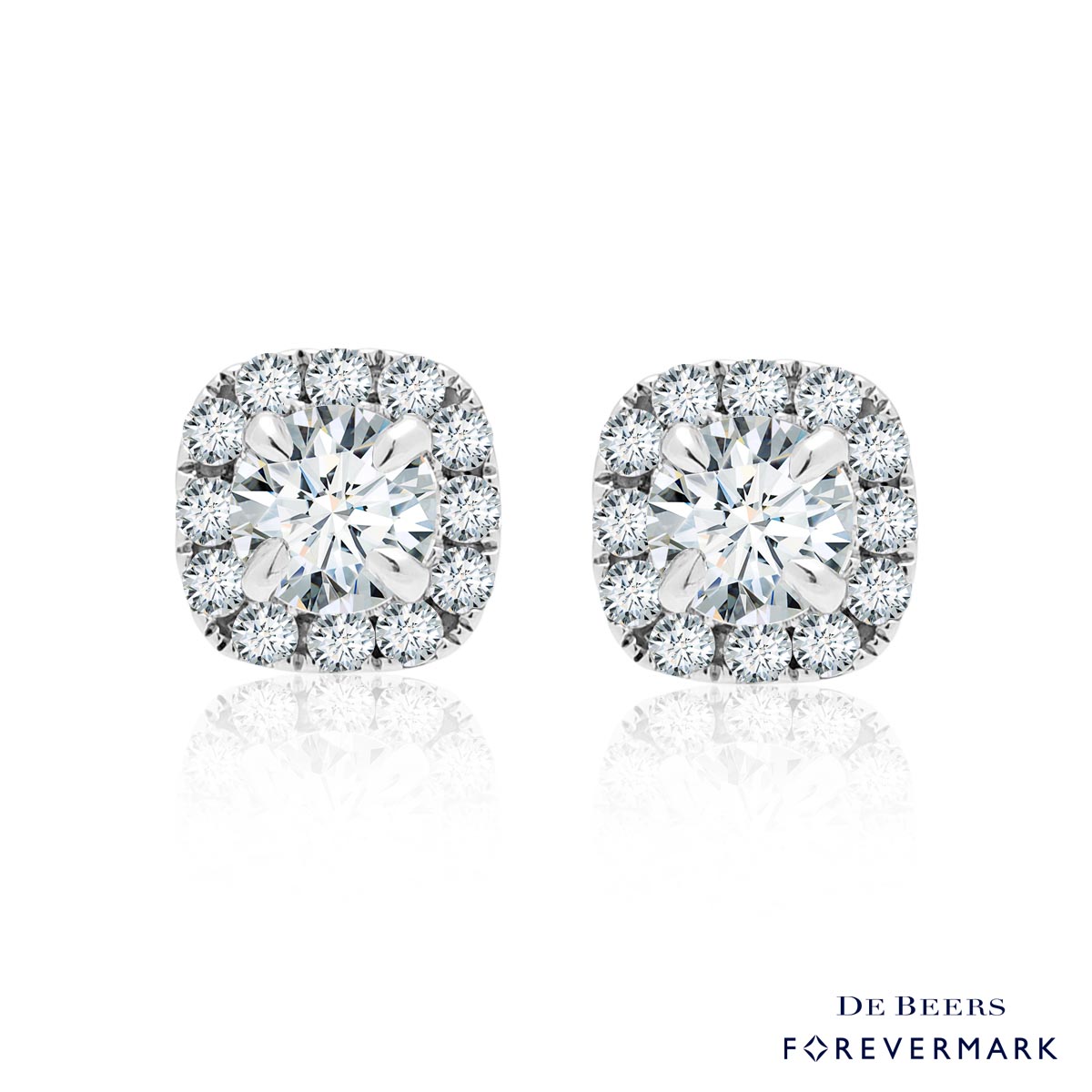 Forevermark Center of My Universe Cushion Halo Diamond Earrings in