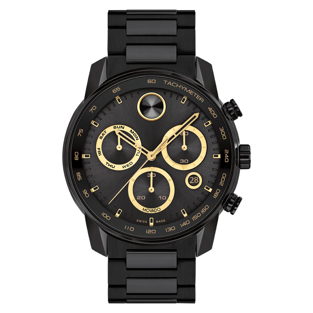 Movado Bold Verso Mens Chronograph Watch with Black and Yellow