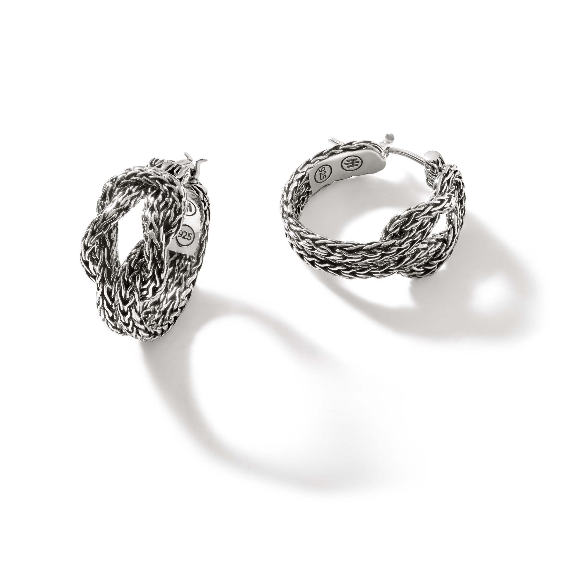 John Hardy Classic Chain Collection Manah Hoop Earrings in Sterling Silver