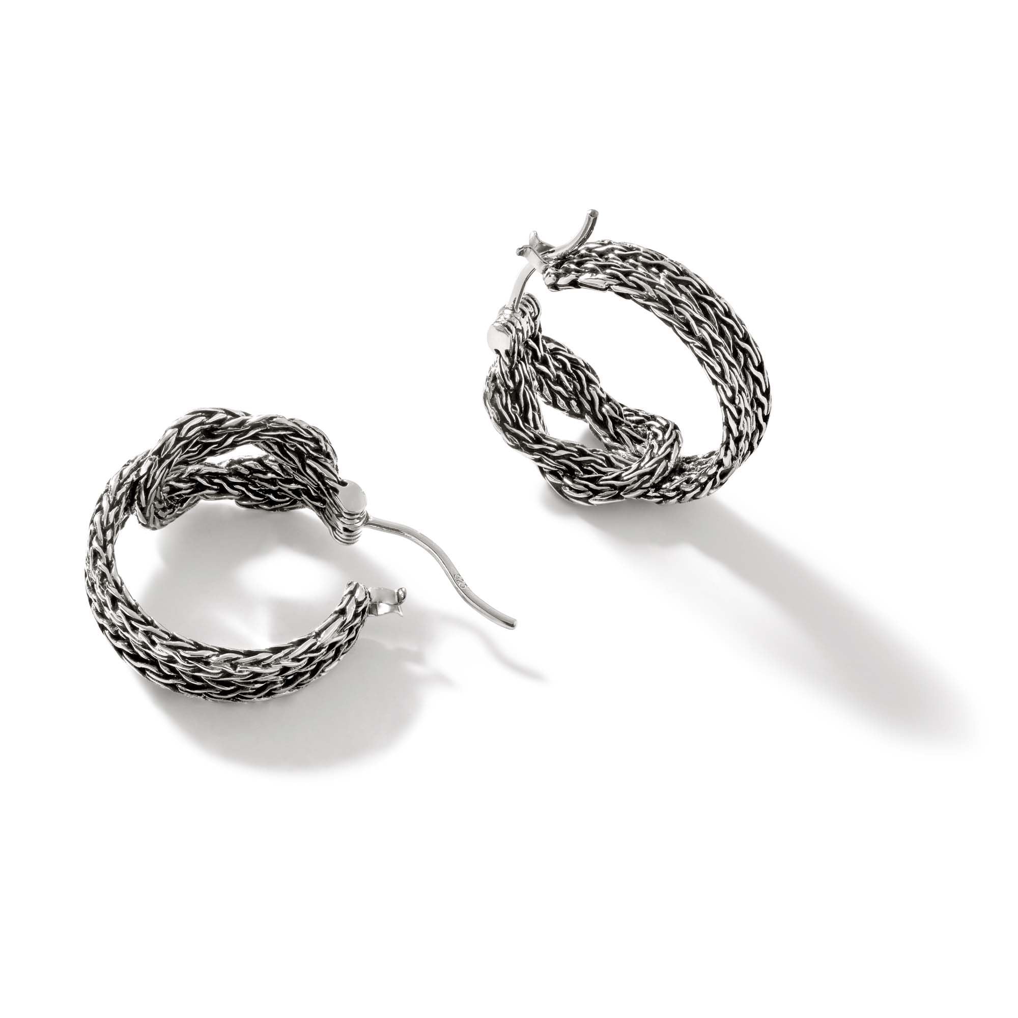 John Hardy Classic Chain Collection Manah Hoop Earrings in Sterling Silver