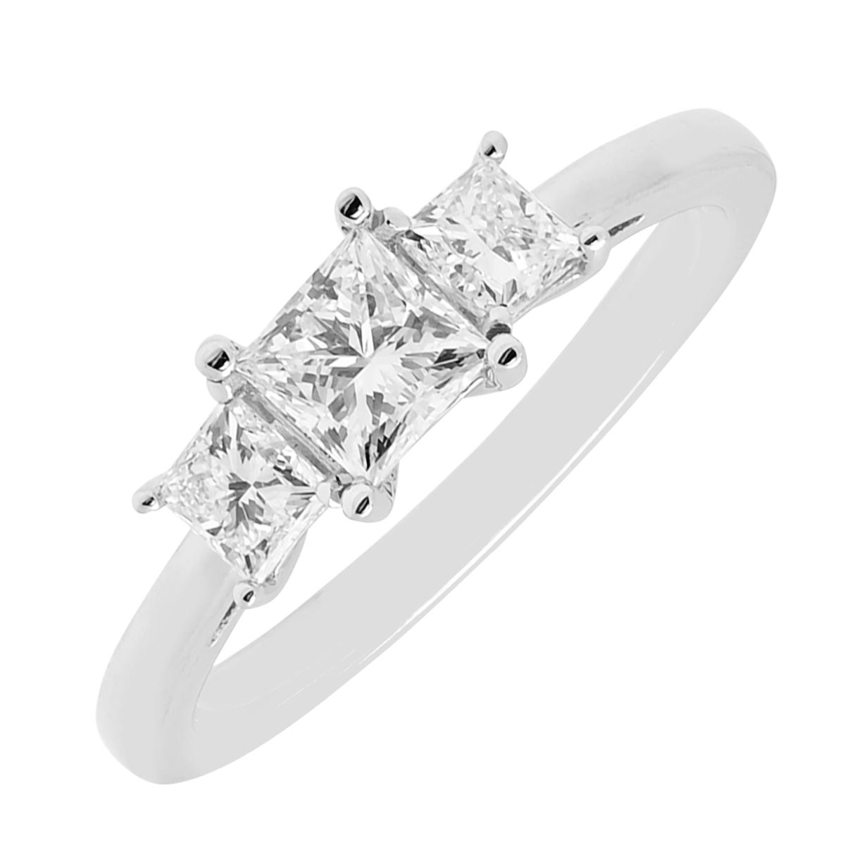 Princess Diamond Three Stone Ring in 14kt White Gold (1ct tw)