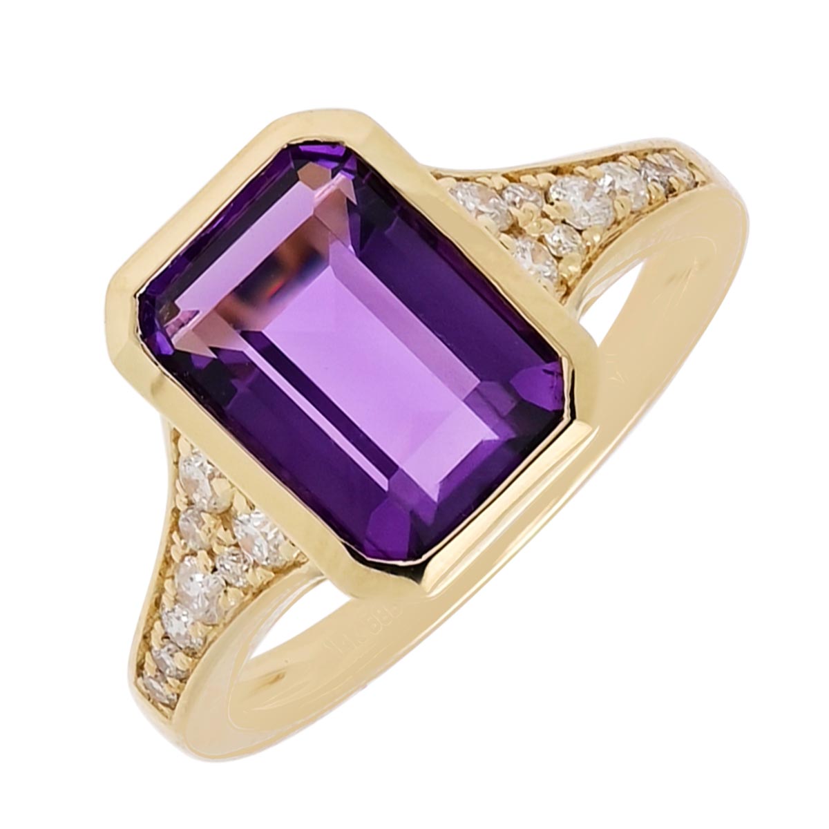 Emerald cut amethyst hotsell ring yellow gold