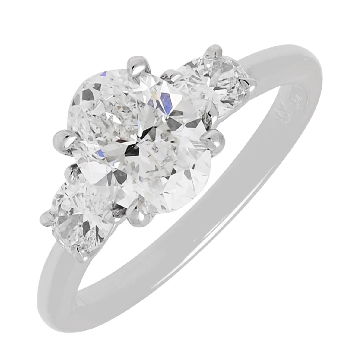 Oval Three Stone Diamond Engagement Ring in Platinum (2ct tw