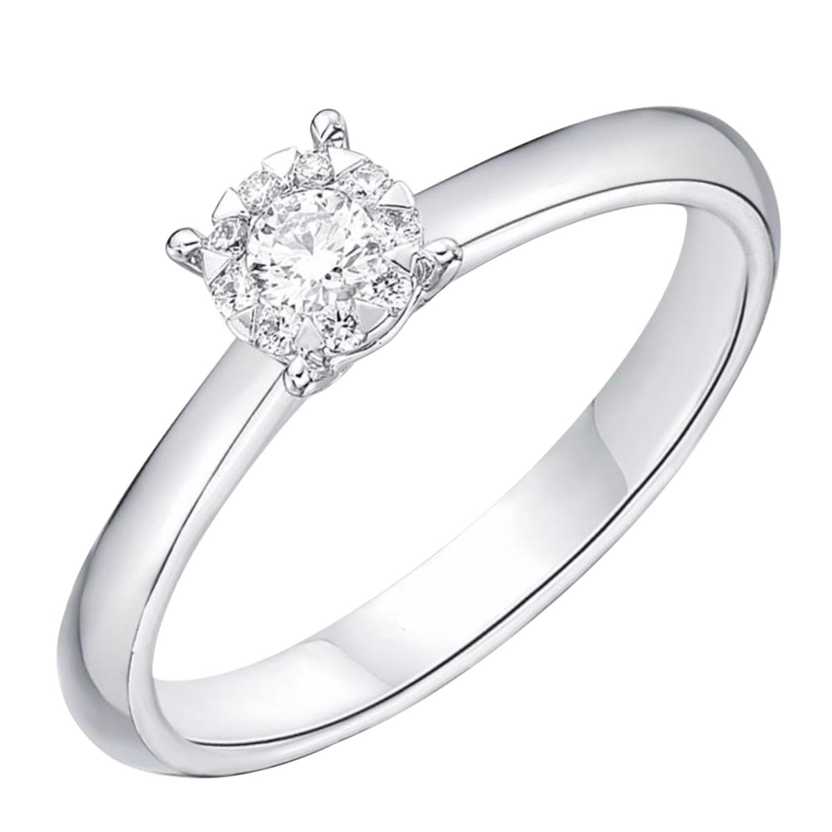 Estate Diamond Halo Ring in 18kt White Gold 1 7ct tw
